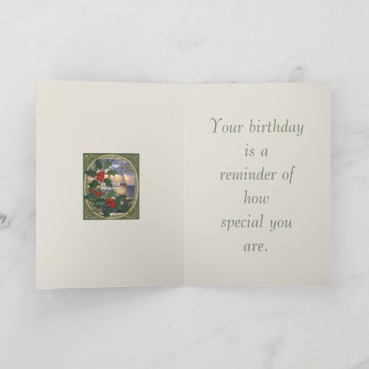 Holly Christmas Red Berry Decorative Holiday Desig カード (内部)