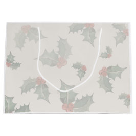 Holly Christmas Vintage Birthday ラージペーパーバッグ