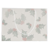 Holly Christmas Vintage Birthday ラージペーパーバッグ (裏面)