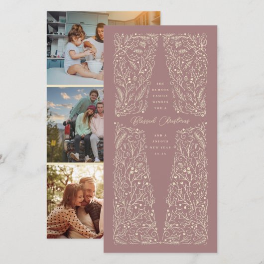 Holly Cross mauve ivory blessed christmas (正面/裏面)