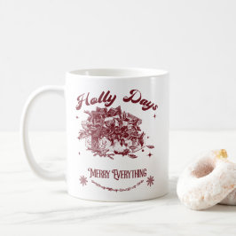 Holly Days Vintage Christmas コーヒーマグカップ