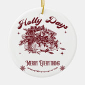 Holly Days Vintage Christmas セラミックオーナメント (正面)