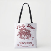 Holly Days Vintage Christmas トートバッグ (正面)