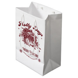 Holly Days Vintage Christmas ミディアムペーパーバッグ
