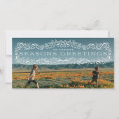 Holly Framed Seasons Greetings Photo Holiday Card (正面)