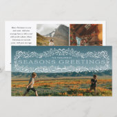 Holly Framed Seasons Greetings Photo Holiday Card (正面/裏面)