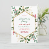 Holly Green and Gold Christmas Party 招待状 (スタンド正面)