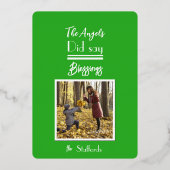 Holly Green Joyux Noelフォトクリスマスカード 箔招待状 (裏面)