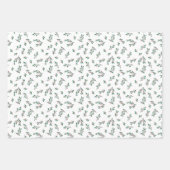 Holly Greenery Patterns Christmas Gifts ラッピングペーパーシート (正面2)