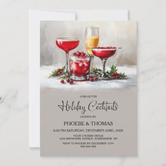 Holly Holiday Cocktail Party 招待状 (正面)