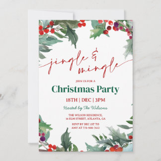 Holly Jingle and Mingle Christmas Party 招待状