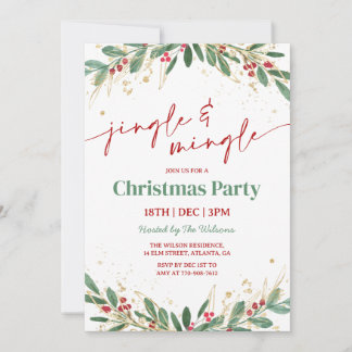 Holly Jingle and Mingle Christmas Party 招待状