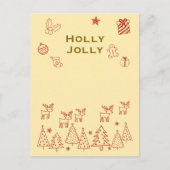 『Holly Jolly』トナカイのかわいいクリスマスカード♡ シーズンポストカード (正面)