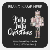 Holly Jolly Christmas | モダンキャンドルラベル スクエアシール (正面)