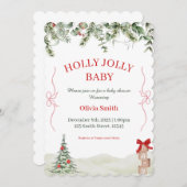 Holly Jolly Christmas Baby Shower Invite 招待状 (正面/裏面)