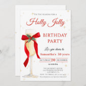 Holly Jolly christmas birthday Party 招待状 (正面/裏面)