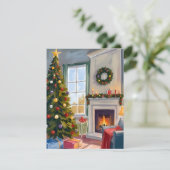 Holly Jolly Christmas | Fireplace Tree Merry シーズンカード (スタンド正面)