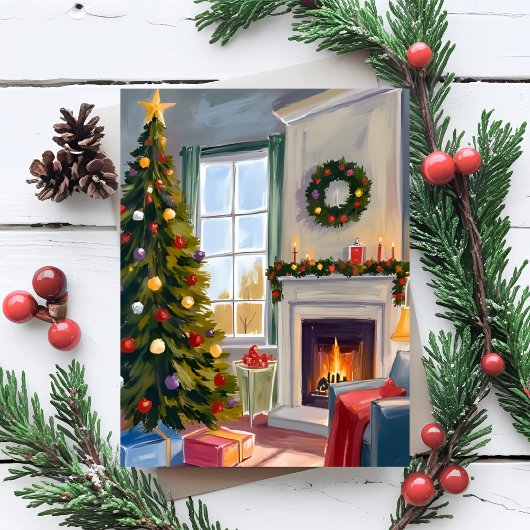 Holly Jolly Christmas | Fireplace Tree Merry シーズンカード