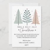 Holly Jolly Christmas Minimalist Boho Trees シーズンカード (正面)