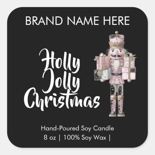Holly Jolly Christmas | Modern Candle Labels スクエアシール (正面)