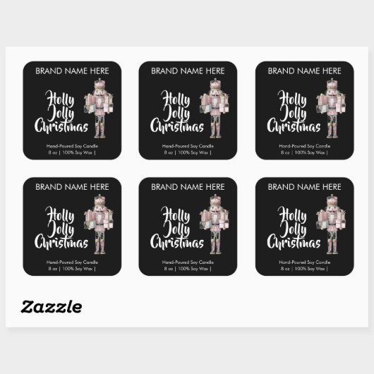 Holly Jolly Christmas | Modern Candle Labels スクエアシール (シート)