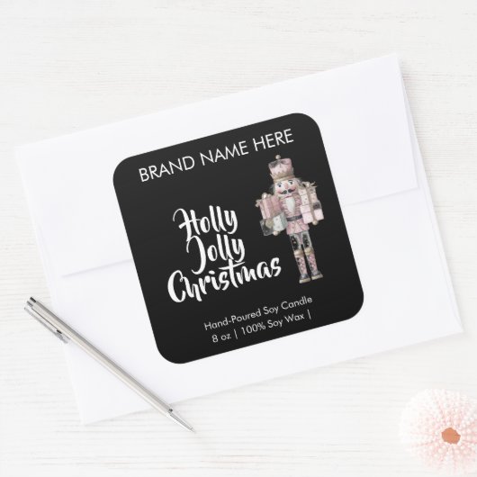 Holly Jolly Christmas | Modern Candle Labels スクエアシール (封筒)