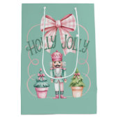 Holly Jolly Christmas Nutcracker Coquette Preppy ミディアムペーパーバッグ (裏面)