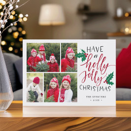 Holly Jolly | Christmas Photo Collage Card シーズンカード