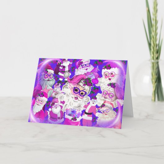 Holly Jolly Christmas Santa Greeting Card カード (正面)