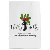 Holly Jolly Cute Funny Penguin Christmas ミディアムペーパーバッグ (裏面)