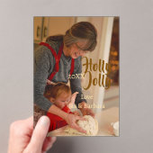 Holly Jolly family holiday photo beige year naboho アクリル招待状 (インサイチュ (ポータブル))