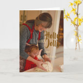 Holly Jolly family holiday photo beige year naboho カード (黄色い花)