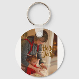 Holly Jolly family holiday photo beige year naboho キーホルダー