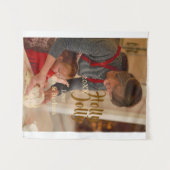 Holly Jolly family holiday photo beige year naboho タペストリー (正面(横))