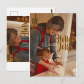 Holly Jolly family holiday photo beige year naboho ポストカード (正面/裏面)