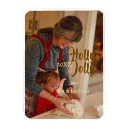 Holly Jolly family holiday photo beige year naboho マグネット
