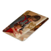 Holly Jolly family holiday photo beige year naboho マグネット (左側)