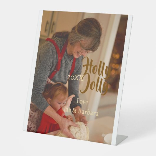 Holly Jolly family holiday photo beige year naboho 台座サイン (正面)