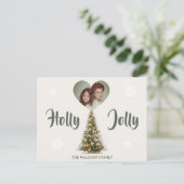 Holly Jolly Family Photo | Custom Holiday Card ポストカード (スタンド正面)