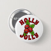 Holly Jolly Funny Laughing Holly Christmas 缶バッジ (正面&裏面)