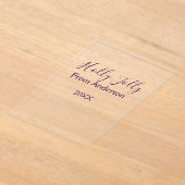 Holly Jolly holidays add name family year purple s アクリル招待状 (レイダウン)