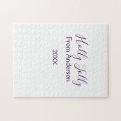 Holly Jolly holidays add name family year purple s ジグソーパズル (横)