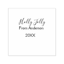 Holly Jolly holidays add name family year purple s セルフインキングスタンプ