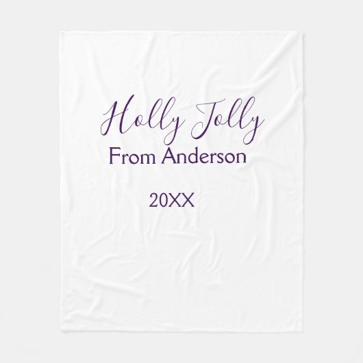 Holly Jolly holidays add name family year purple s フリースブランケット (正面)