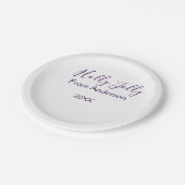 Holly Jolly holidays add name family year purple s ペーパープレート (アングル)