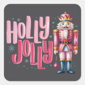 Holly Jolly Nutcracker Christmas Coquette Preppy スクエアシール (正面)