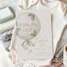 Holly Jolly ONE Christmas Vintage Balloon Birthday