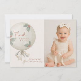 Holly Jolly ONE Christmas Vintage Balloon Thanks  招待状