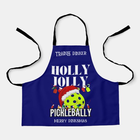 HOLLY JOLLY PICKLEBALLY クリスマス エプロン (正面)