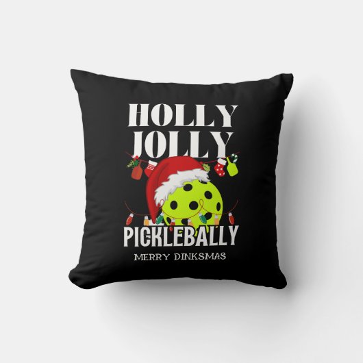 HOLLY JOLLY PICKLEBALLY クリスマス クッション (正面)